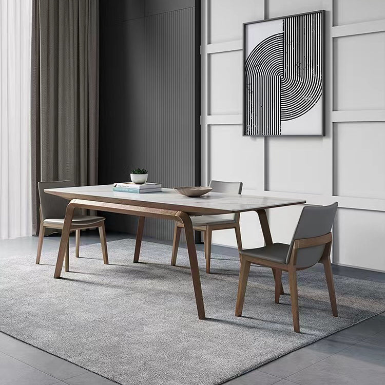Modern Style Rectangle Table Sintered Stone Table with Wooden Legs for Home Use