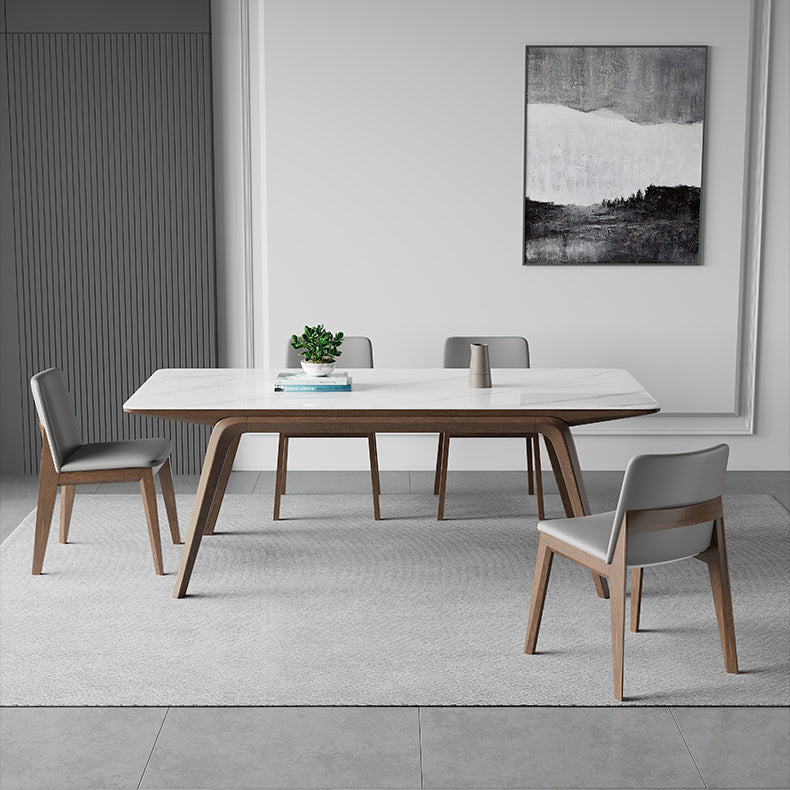 Modern Style Rectangle Table Sintered Stone Table with Wooden Legs for Home Use