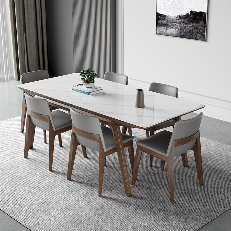 Modern Style Rectangle Table Sintered Stone Table with Wooden Legs for Home Use