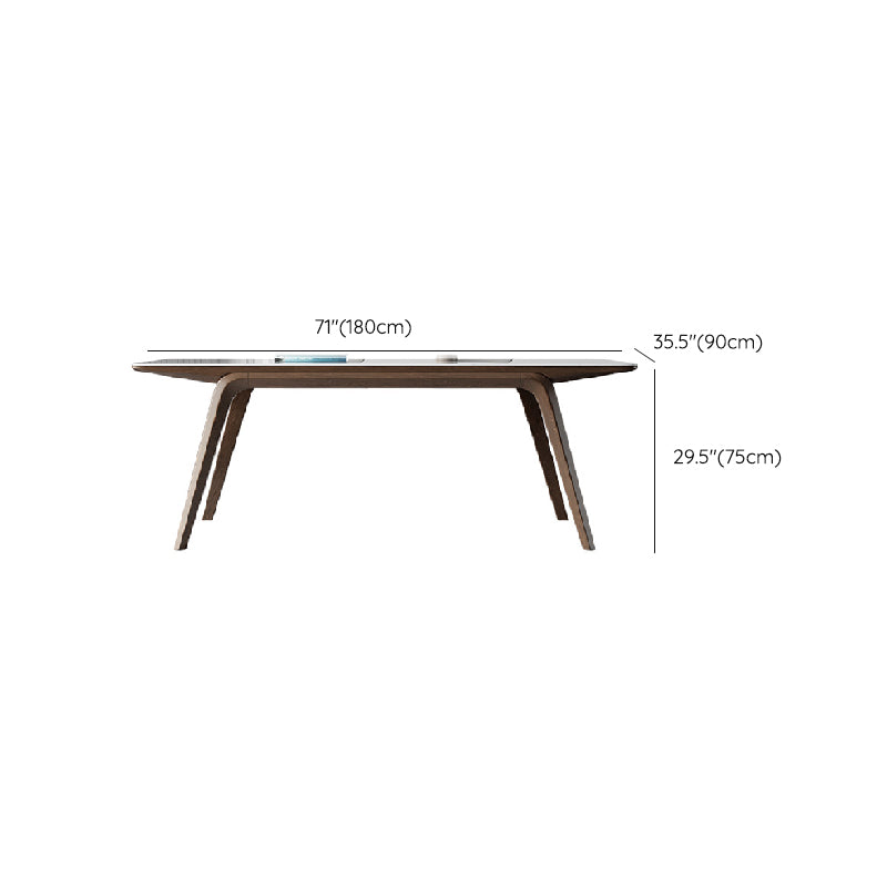 Modern Style Rectangle Table Sintered Stone Table with Wooden Legs for Home Use