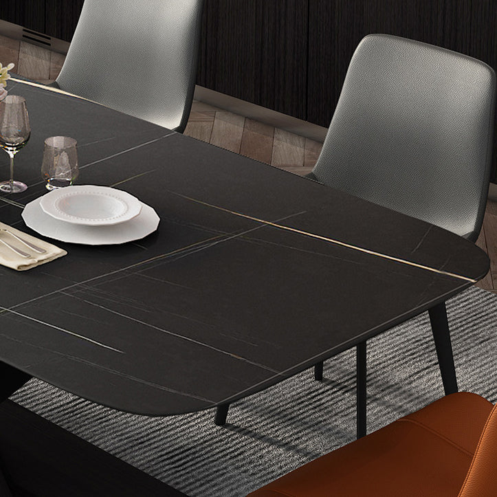 Industrial Style Rectangle Table Sintered Stone Table with Metal Legs for Kitchen