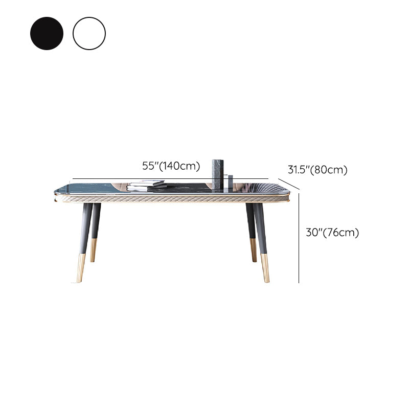Glam Style Rectangle Table Faux Marble Table with Metal Legs for Kitchen