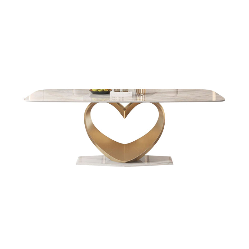 Glam Rectangle Dining Table Sintered Stone Table with Metal Legs for Home