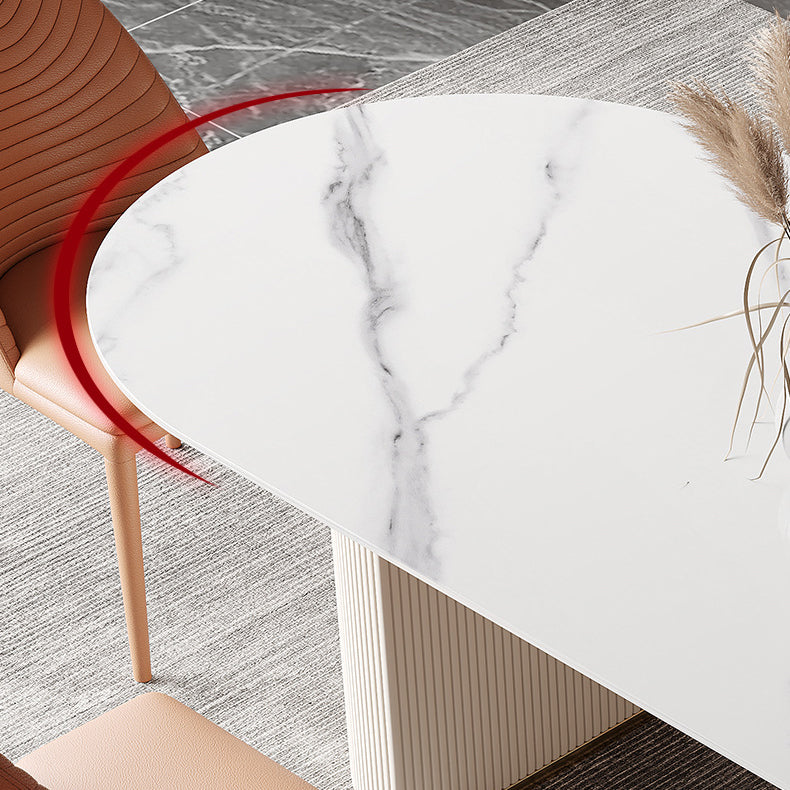 Glam Oval Dining Table Sintered Stone Table with Metal Legs for Home