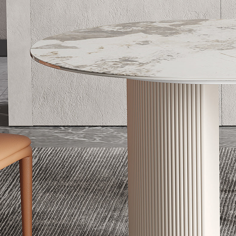 Glam Oval Dining Table Sintered Stone Table with Metal Legs for Home