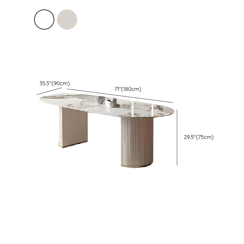 Glam Oval Dining Table Sintered Stone Table with Metal Legs for Home