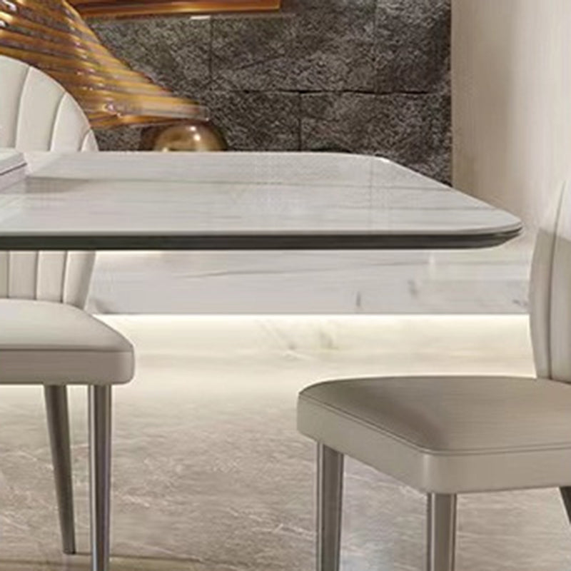 Modern Rectangle Dining Table Sintered Stone Table with Metal Legs for Home