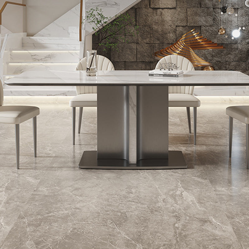 Modern Rectangle Dining Table Sintered Stone Table with Metal Legs for Home