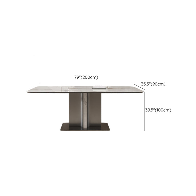 Modern Rectangle Dining Table Sintered Stone Table with Metal Legs for Home