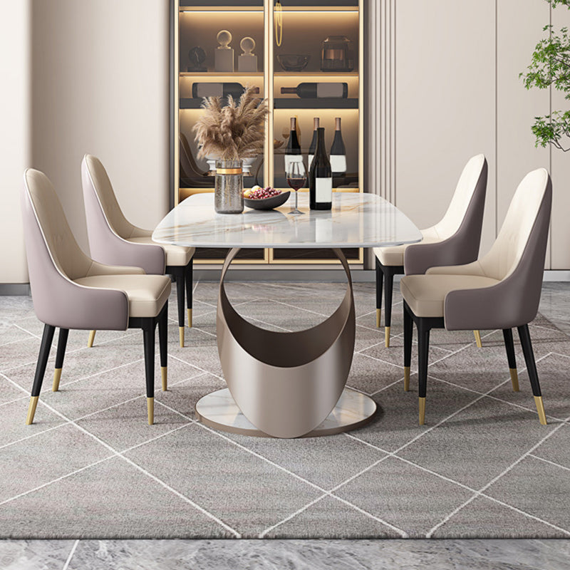 Modern Style Dining Rectangle Table Sintered Stone Table with Metal Legs for Home