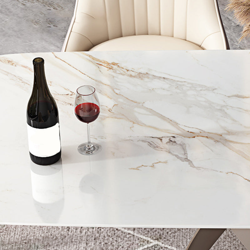 Modern Style Dining Rectangle Table Sintered Stone Table with Metal Legs for Home