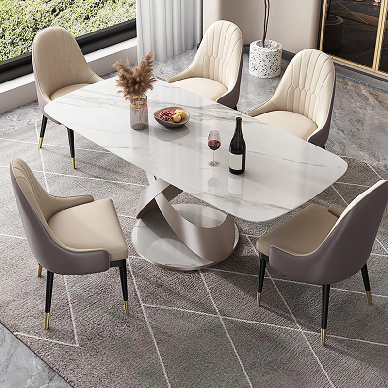 Modern Style Dining Rectangle Table Sintered Stone Table with Metal Legs for Home