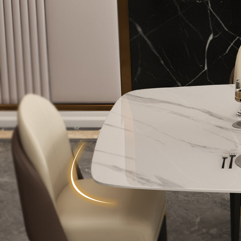 Glam Style Dining Rectangle Table Sintered Stone Table with Metal Legs for Home