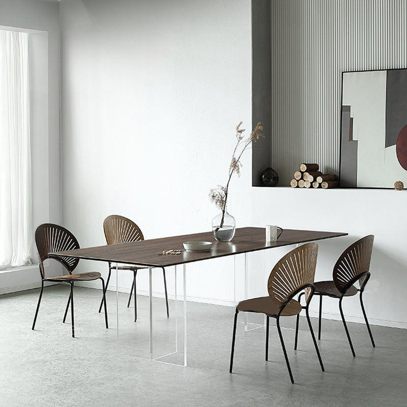 Modern Rectangle Dining Table Wooden Table with Plastic Legs for Home