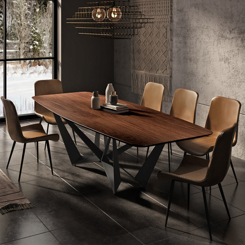 Industrial Style Rectangle Dining Table Wood Table with Metal Legs for Home