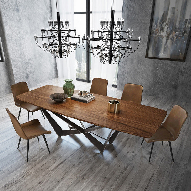 Industrial Style Rectangle Dining Table Wood Table with Metal Legs for Home