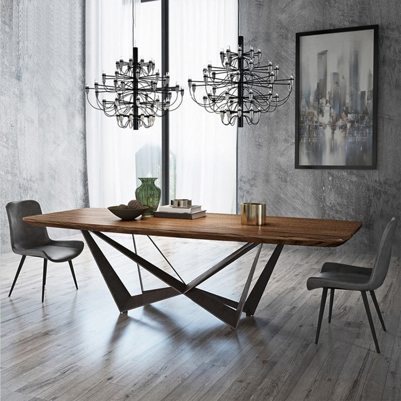 Industrial Style Rectangle Dining Table Wood Table with Metal Legs for Home
