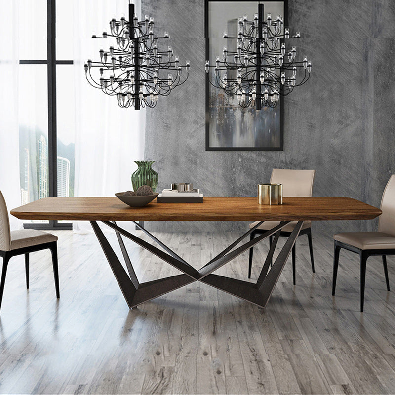 Industrial Style Rectangle Dining Table Wood Table with Metal Legs for Home