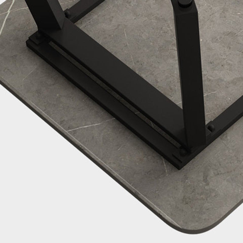 Modern Matte Finish Dining Table for Home Stone Top Dinette Table with Metal Sled