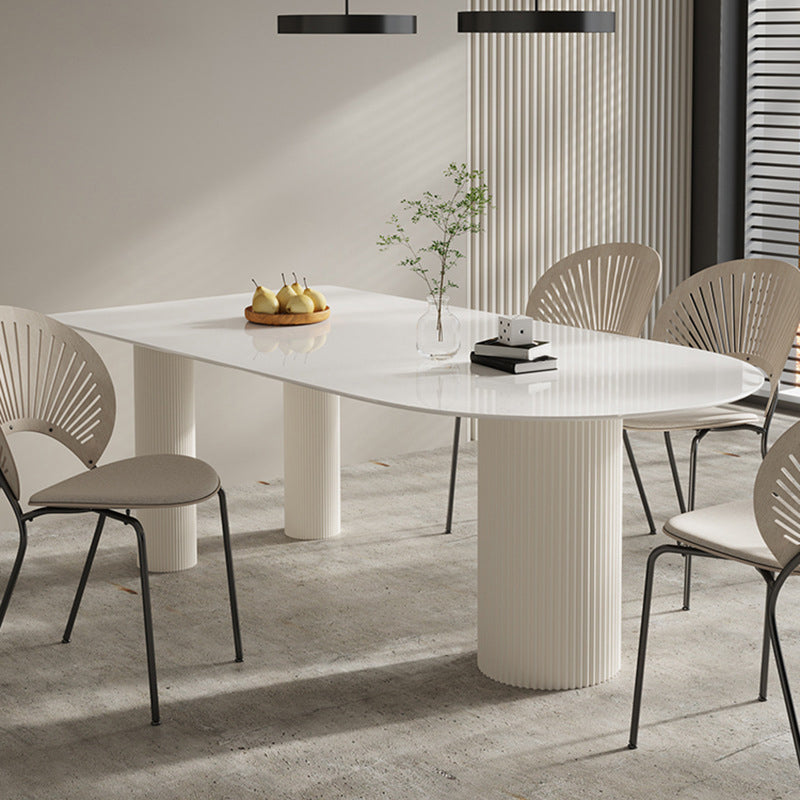 Contemporary Dining Sintered Stone Table Wood Base for Home Use