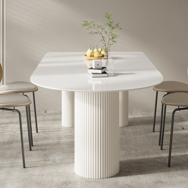 Contemporary Dining Sintered Stone Table Wood Base for Home Use