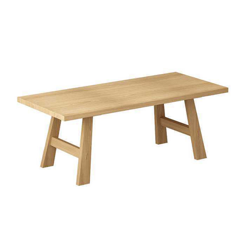 Modern Natural Finish Dinette Table Solid Wood Top Dining Table