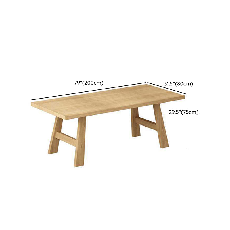Modern Natural Finish Dinette Table Solid Wood Top Dining Table