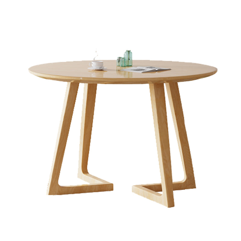 Modern Round Dining Table Rubberwood Solid Wood Dining Table with Sled Base