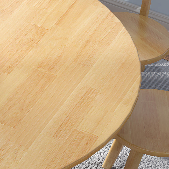 Modern Round Dining Table Rubberwood Solid Wood Dining Table with Sled Base