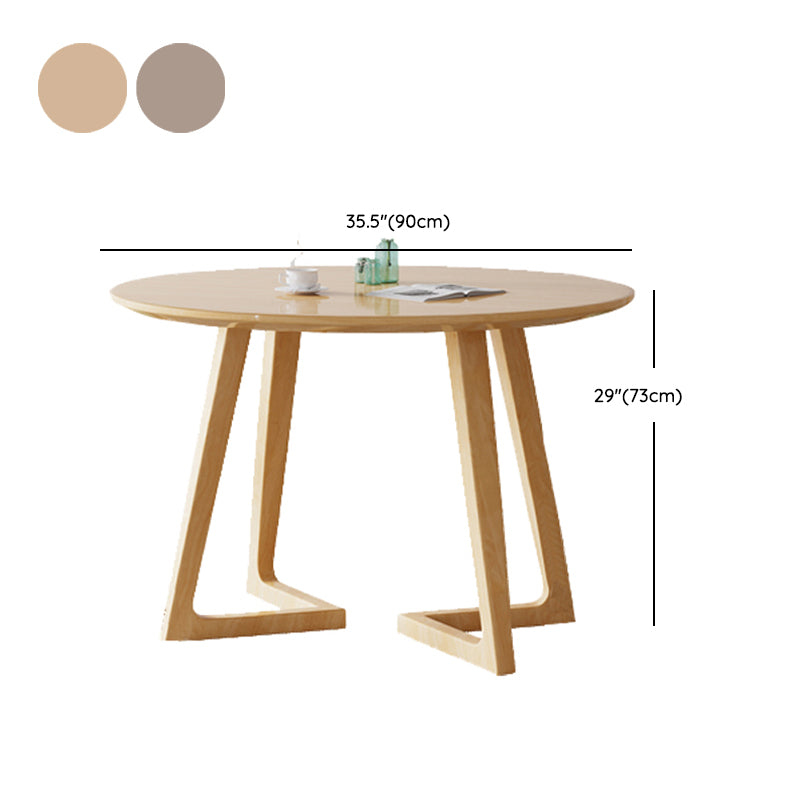 Modern Round Dining Table Rubberwood Solid Wood Dining Table with Sled Base