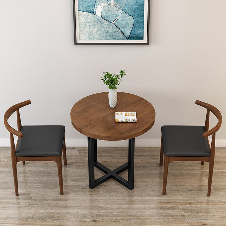 Round Solid Wood Top Dining Table Modern Sled Base Dining Table