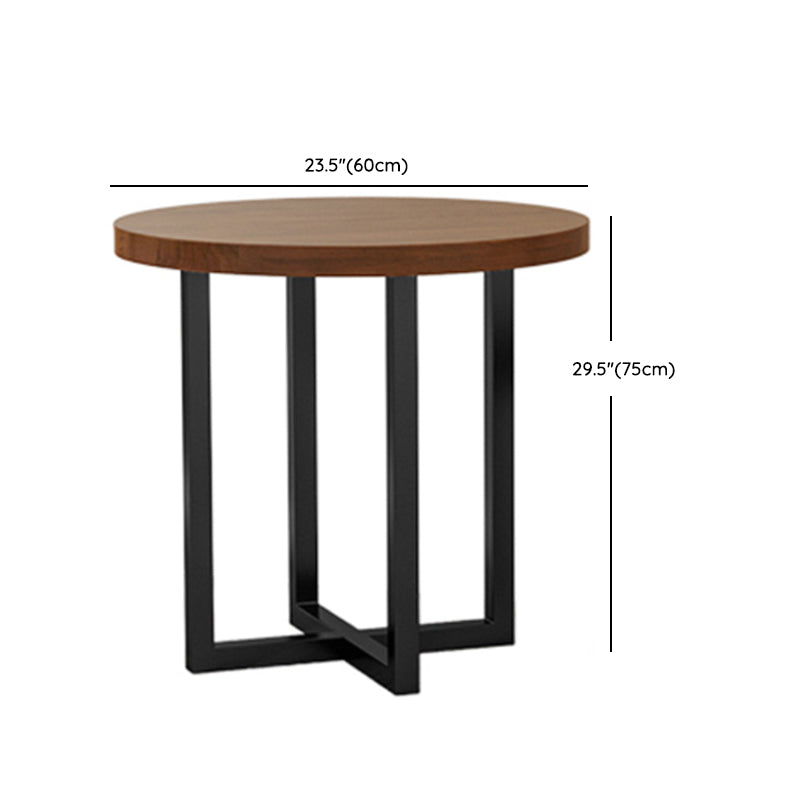 Round Solid Wood Top Dining Table Modern Sled Base Dining Table