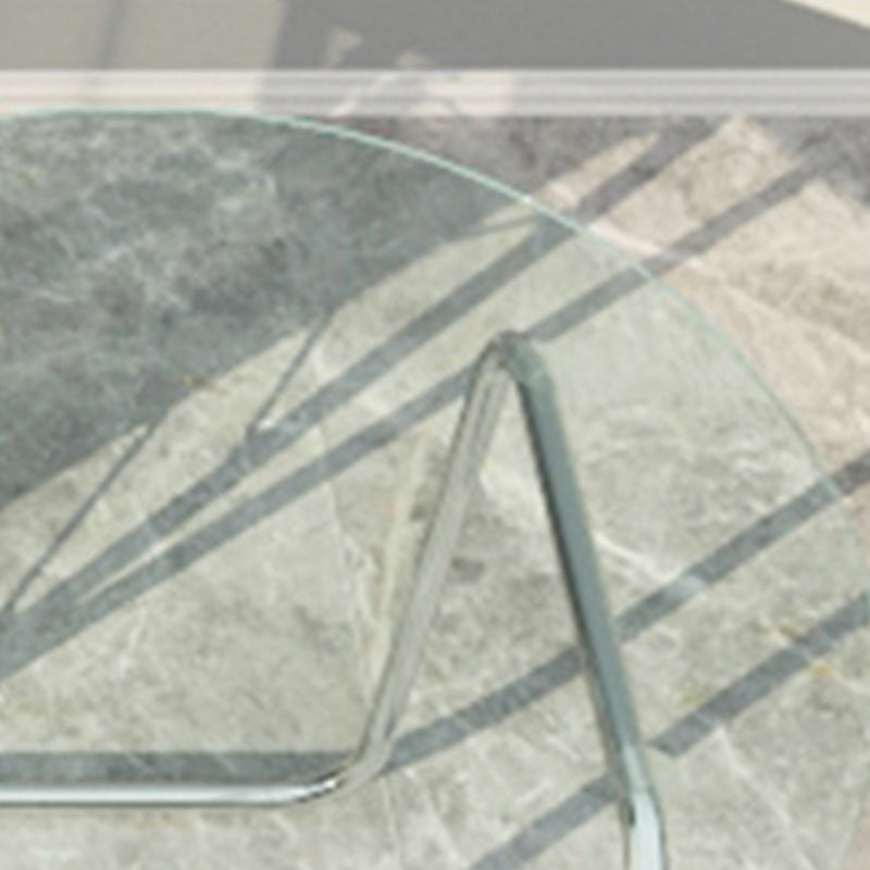 Modern Round Glass Coffee Table with Stainsteel Sled Stainless Steel Base