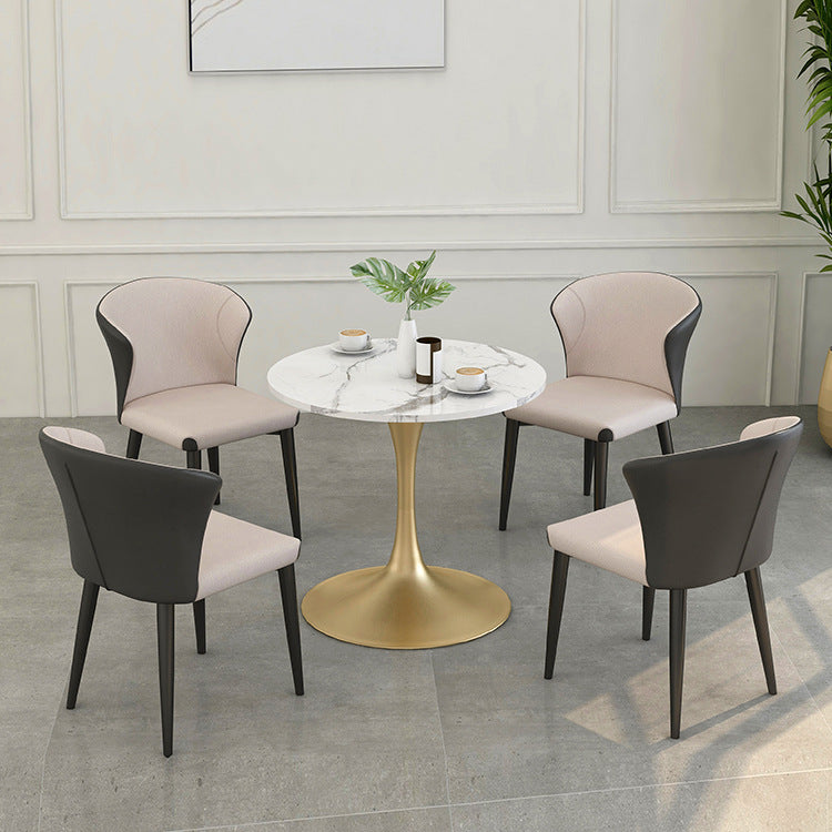 Modern Round Dining Table for Kitchen Dinette Table with Metal Tulip