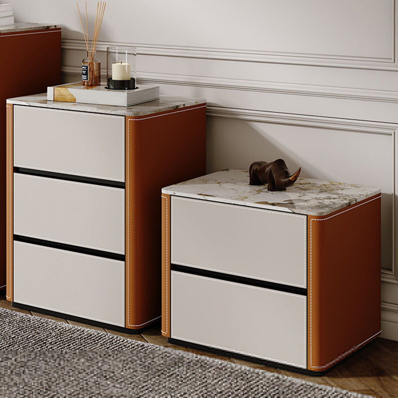 Contemporary Stone Storage Chest Bedroom Chest in White with Drawers