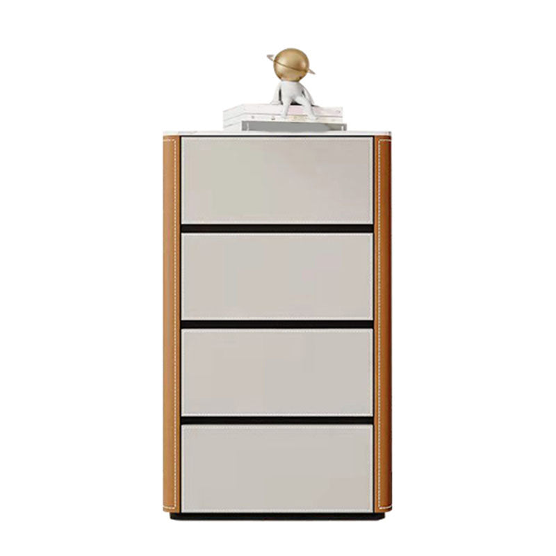 Contemporary Stone Storage Chest Bedroom Chest in White with Drawers