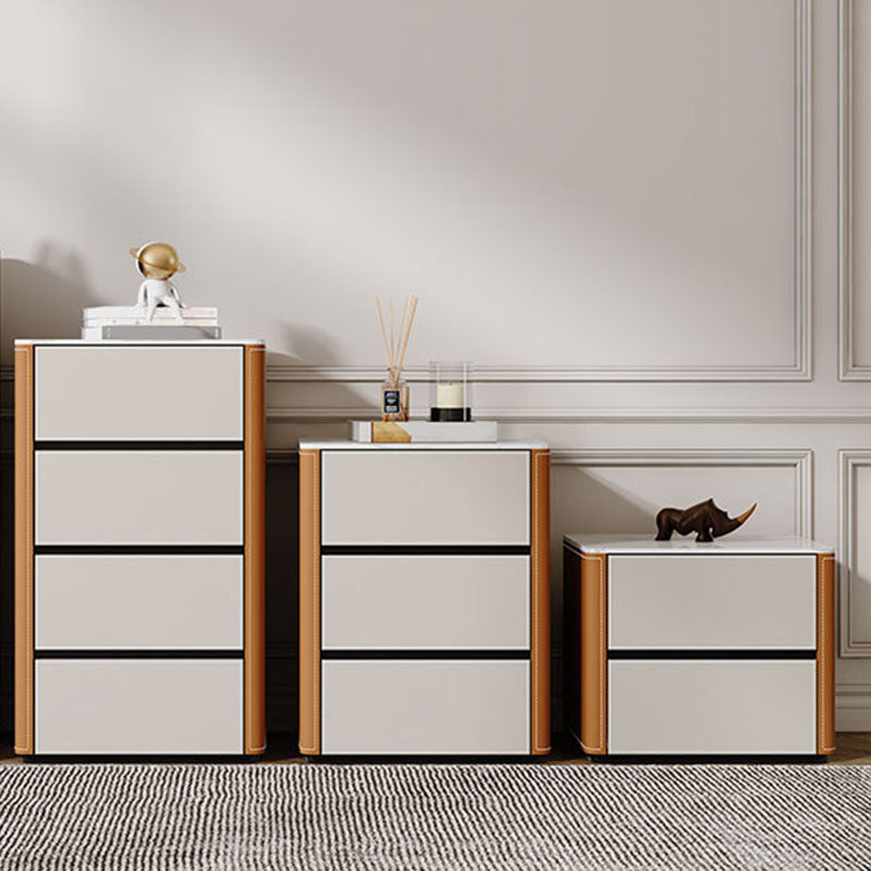 Contemporary Stone Storage Chest Bedroom Chest in White with Drawers