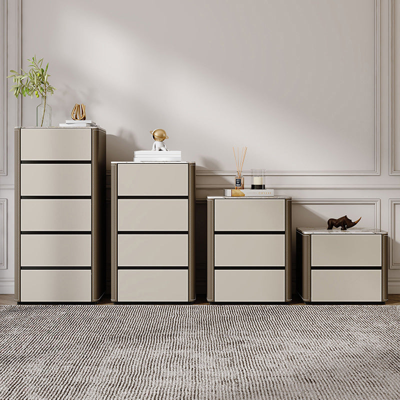 Contemporary Stone Storage Chest Bedroom Chest in White with Drawers
