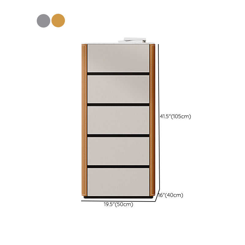 Contemporary Stone Storage Chest Bedroom Chest in White with Drawers