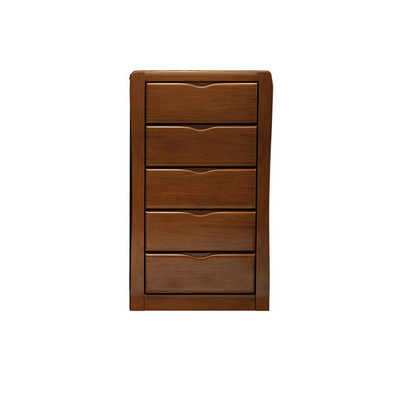Contemporary Rubber Wood Storage Chest Home Brown Chest with Drawers