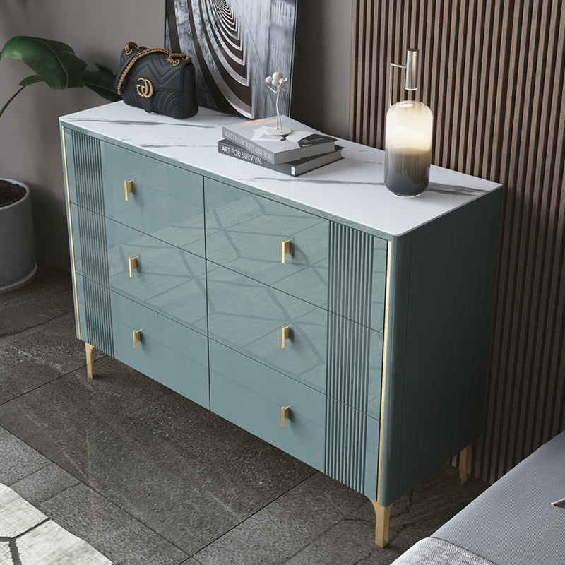 Glam Horizontal Stone Storage Chest Bedroom Chest with Metal Legs