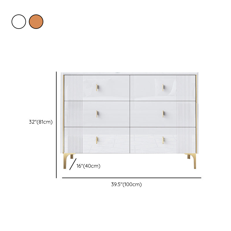 Glam Horizontal Stone Storage Chest Bedroom Chest with Metal Legs