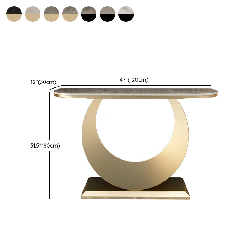 Glam Half Moon Console Table 11.81" W Stone Accent Table with Abstract Base