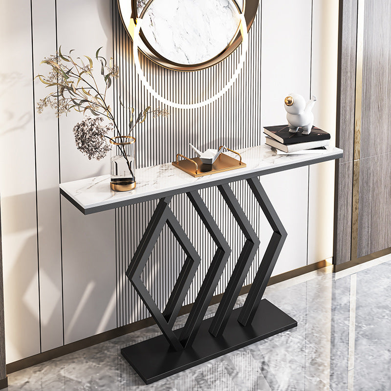 11.81" W Stone Console Table Modern Stain Resistant End Table