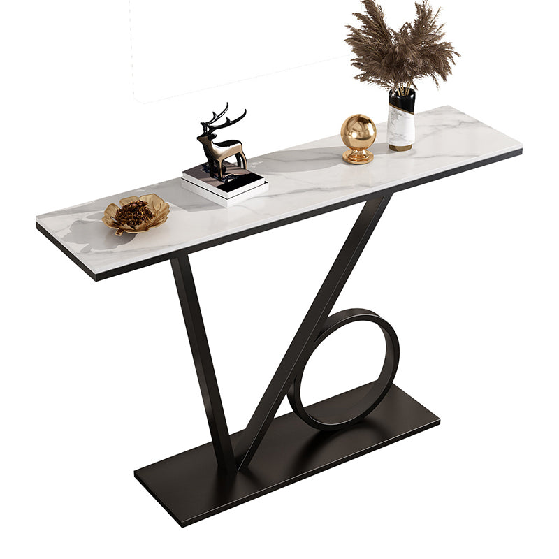 Modern 31.5" Tall Console Table Stone Abstract Base End Table for Hall
