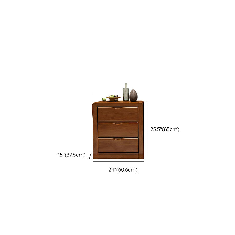 Contemporary Rubber Wood Storage Chest Home Brown Chest with Drawers