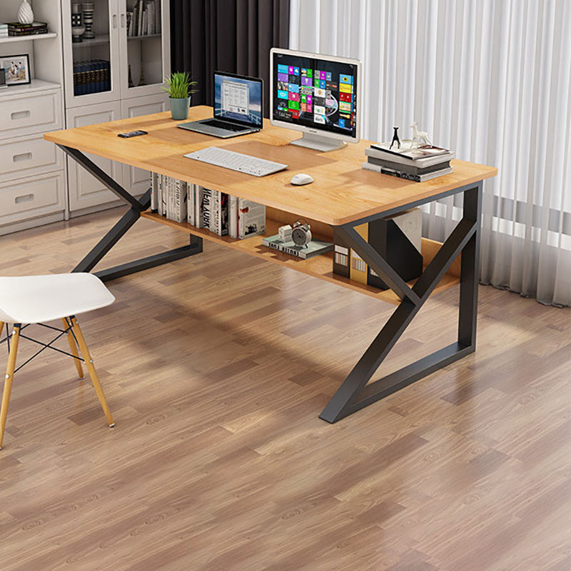 Industrial Curved Computer Desk Sled Office Desk with Storage Shelf