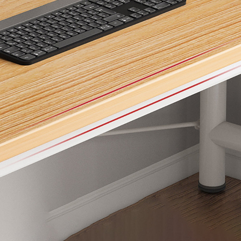 Industrial Curved Office Desk Antique Finish Wooden Computer Desk