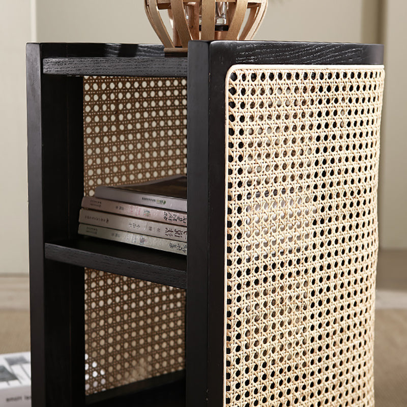 15" Wide Side Table 4 Legs Solid Wood Accent Side Table with Storage