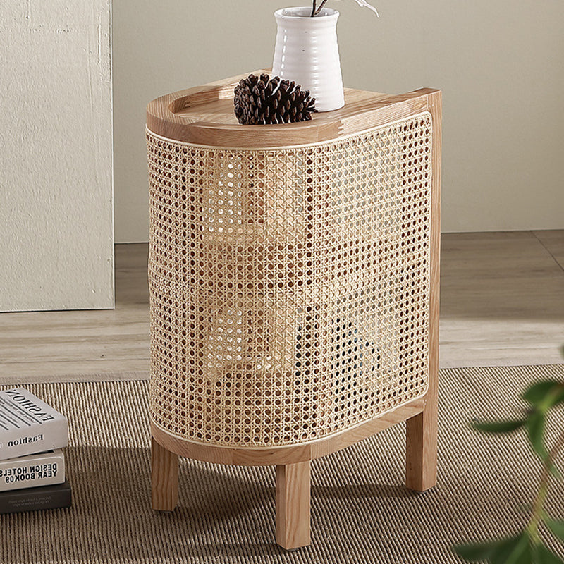 15" Wide Side Table 4 Legs Solid Wood Accent Side Table with Storage